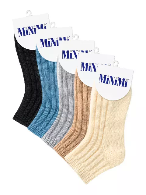 Женские зимние укороченные носки в рубчик minimi inverno 3304 jeans, , 39-41 (25-27), OMSA, - 2
