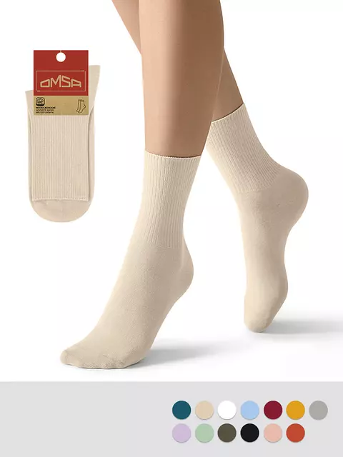 Женские высокие носки omsa eco 254 beige, , 39-41 (25-27), OMSA, - 1