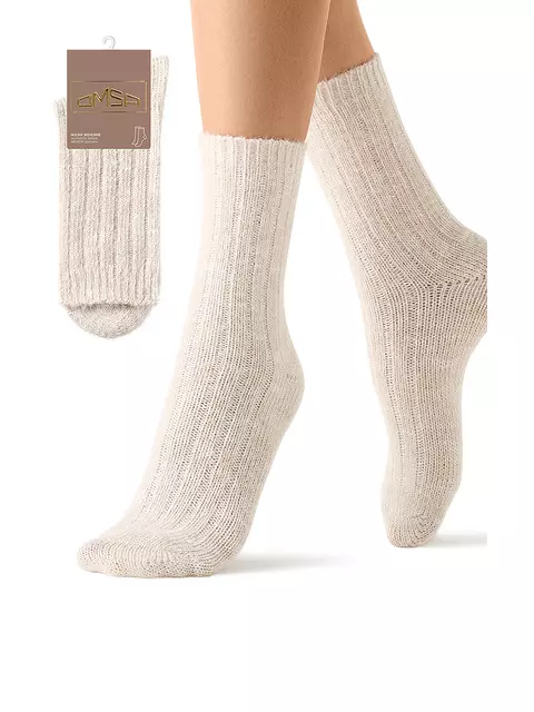 Высокие женские зимние носки с люрексом omsa comfort 353 beige, , 39-41 (25-27), OMSA, - 1