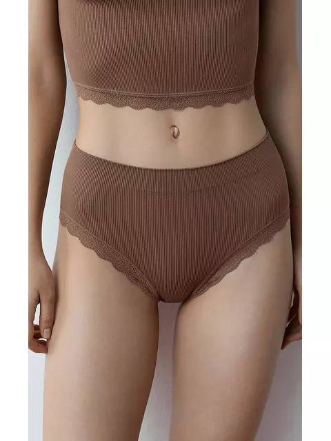 Женские трусы-слипы в рубчик minimi 2221s french chic slip midi cappuccino, , 44/46 (S/M), MINIMI, - 1