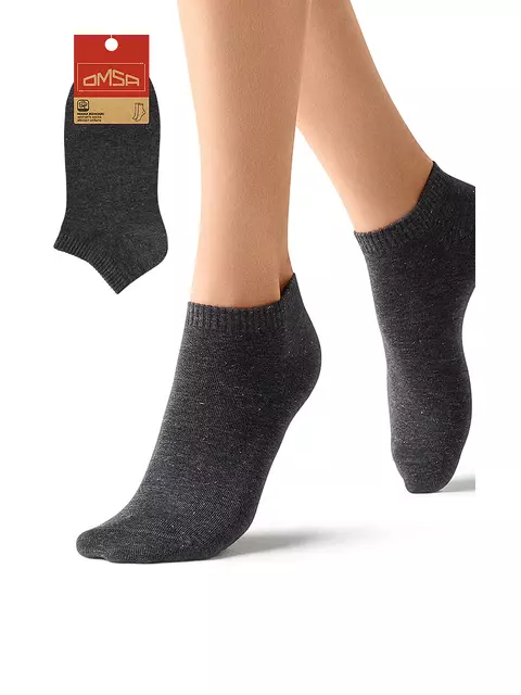 Женские укороченные носки с люрексом omsa eco 255 grigio scuro melange, , 39-41 (25-27), OMSA, - 1