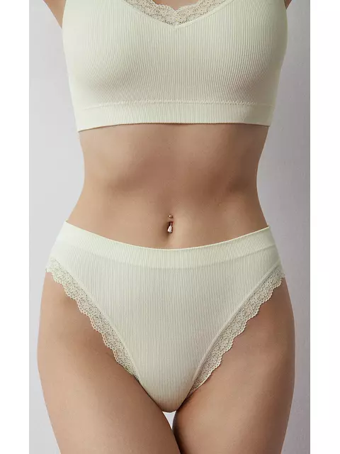 Женские трусы слипы в рубчик minimi 2241s french chic slip alto avorio, , 48/50 (L/XL), MINIMI, - 4