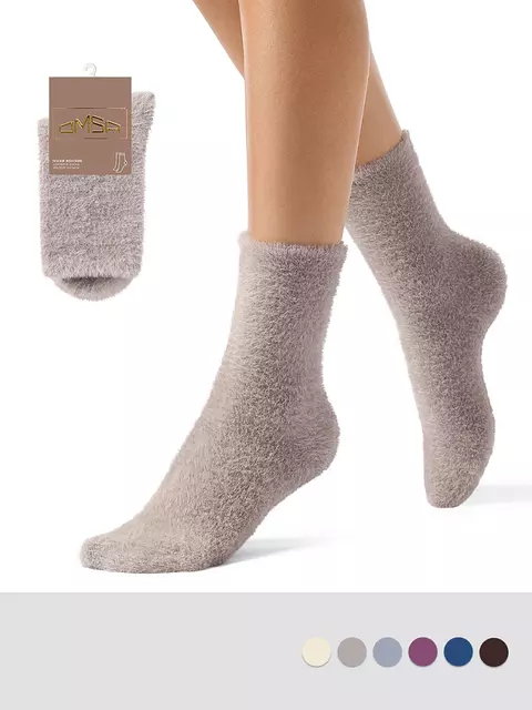 Женские «пушистые» зимние носки omsa comfort 352 cappuccino, , 39-41 (25-27), OMSA, - 1