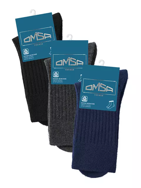 Классические мужские носки в рубчик omsa comfort 308 grigio scuro, , 45-47 (29-31), OMSA, - 2