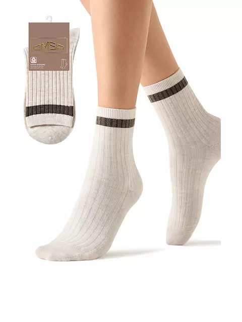 Женские высокие зимние носки с шерстью omsa comfort 355 avorio, , 39-41 (25-27), OMSA, - 1