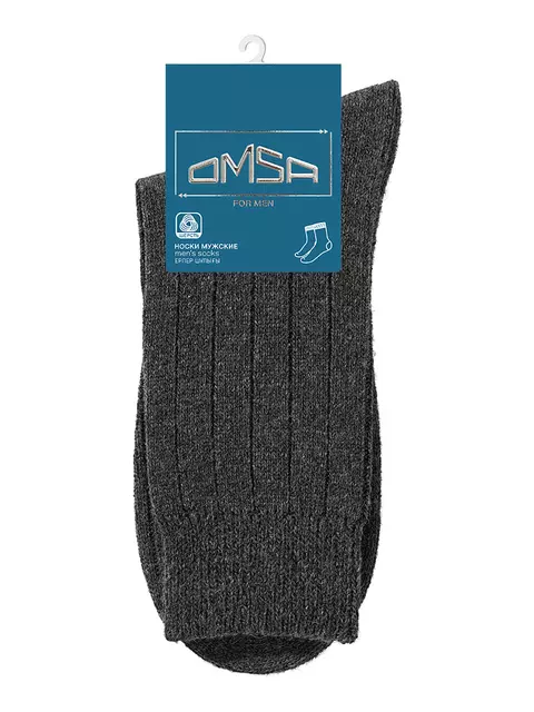Мужские теплые носки в рубчик omsa comfort 306 grigio, , 42-44 (27-29), OMSA, - 5