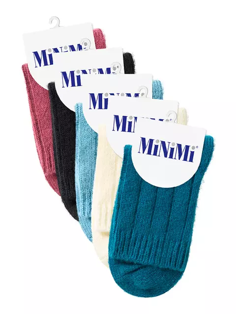 Женские зимние высокие носки в рубчик minimi inverno 3305 blu chiaro, , 39-41 (25-27), OMSA, - 4