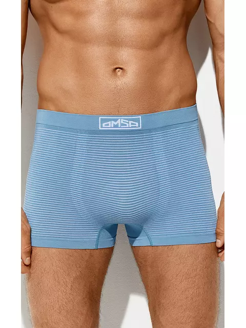 Бесшовные мужские трусы «боксеры» omsa omu 2221s stripes vi blu сhiaro, , 50 (XL), OMSA, - 1