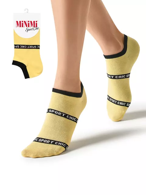 Женские укороченные носки c контрастным принтом minimi sport chic 4300 giallo, , 39-41 (25-27), MINIMI, - 1