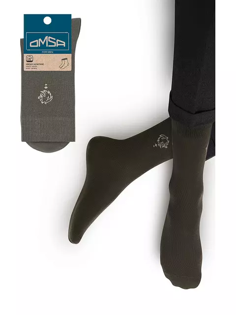 Мужские высокие классические носки c рисунком omsa eco 409 militari, , 45-47 (29-31), OMSA, - 1