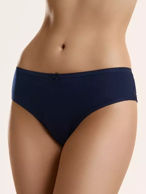 Трусы бразилиана из хлопка с кружевом minimi bo261 brasiliana blu notte, , 52 (2XL), MINIMI, - 3