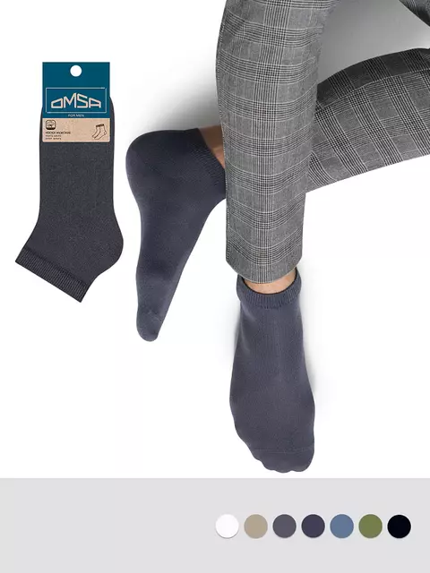 Мужские всесезонные укороченные носки omsa eco 402 grigio scuro, , 45-47 (29-31), OMSA, - 1