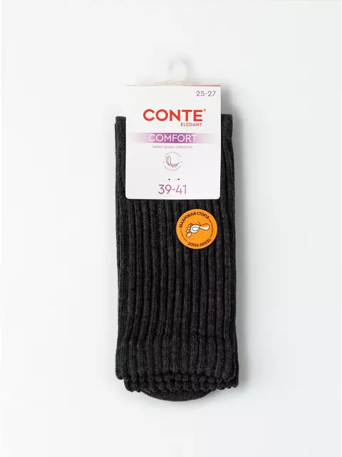 Тёплые носки из хлопка с махровой стопой conte comfort 750 темно-серый, 25С-40/1СП, 36-38 (23-25), CONTE ELEGANT,  - 3