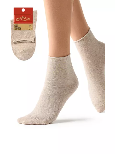 Женские высокие носки с люрексом omsa eco 256 beige melange, , 39-41 (25-27), OMSA, - 1