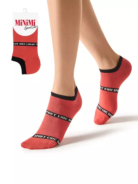 Женские укороченные носки c контрастным принтом minimi sport chic 4300 terracotta, , 39-41 (25-27), MINIMI, - 1