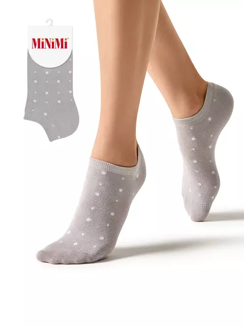 Женские укороченные носки из хлопка в горошек minimi trend 4203 grigio chiaro, , 39-41 (25-27), MINIMI, - 1