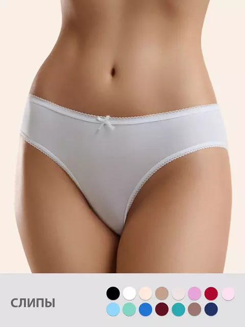 Женские трусы слипы из хлопка minimi bo221 slip bianco, , 42 (XS), MINIMI, - 1