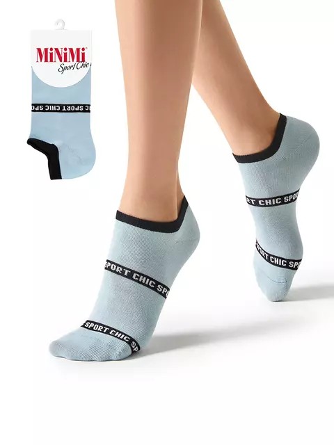 Женские укороченные носки c контрастным принтом minimi sport chic 4300 blu сhiaro, , 39-41 (25-27), MINIMI, - 1
