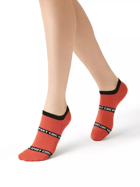 Женские укороченные носки c контрастным принтом minimi sport chic 4300 terracotta, , 39-41 (25-27), MINIMI, - 2