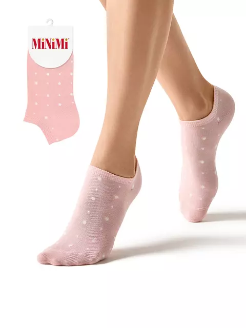 Женские укороченные носки из хлопка в горошек minimi trend 4203 rosa chiaro, , 39-41 (25-27), MINIMI, - 1