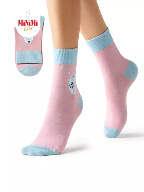 Высокие женские носки с трендовым рисунком minimi trend 4219 rosa antico, , 39-41 (25-27), MINIMI, - 1