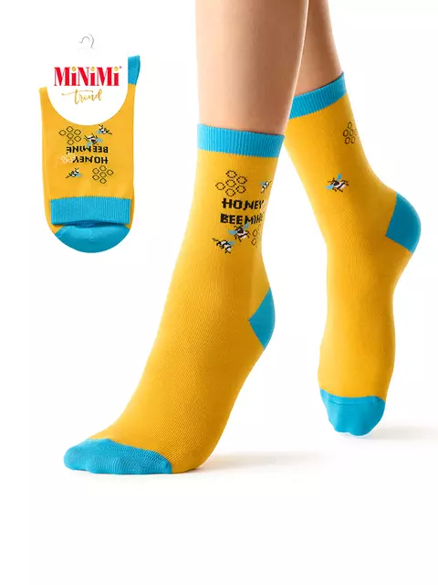 Женские высокие носки с трендовым рисунком minimi trend 4217 giallo, , 39-41 (25-27), MINIMI, - 1