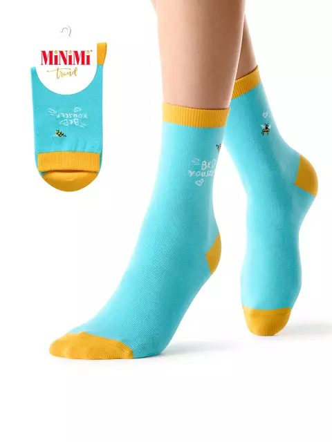 Женские высокие носки с трендовым рисунком minimi trend 4217 cielo, , 39-41 (25-27), MINIMI, - 1