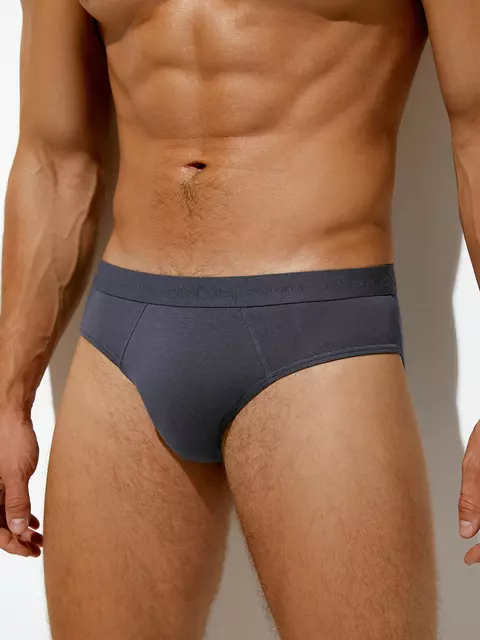 Мужские трусы слипы omsa viscose omb 3224 grigio scuro, , 48 (L), OMSA, - 1