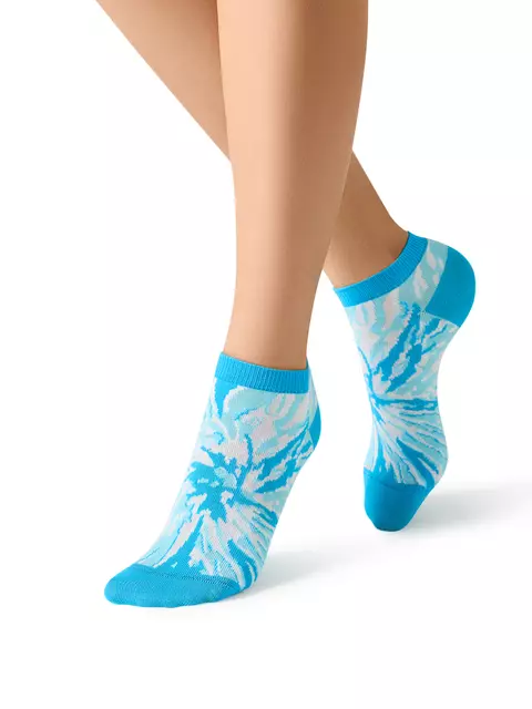 Укороченные женские носки с абстрактным рисунком minimi trend 4218 turchese/multicolor, , 39-41 (25-27), MINIMI, - 1