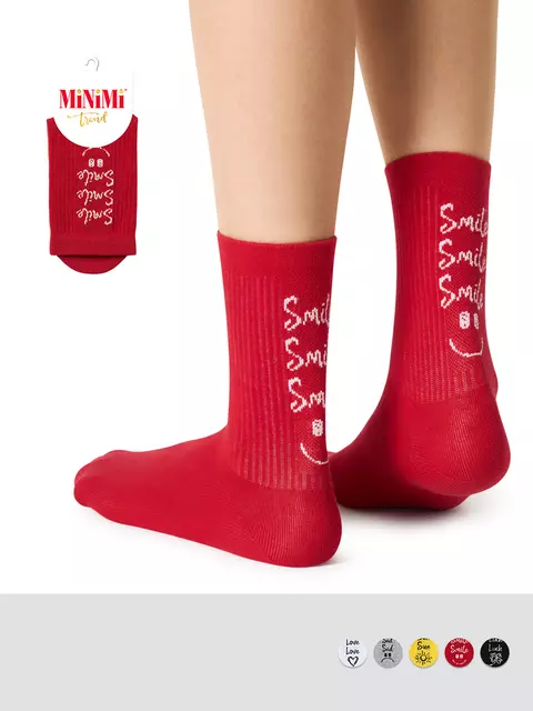 Высокие женские носки с актуальным рисунком minimi trend 4216 rosso, , 39-41 (25-27), MINIMI, - 1