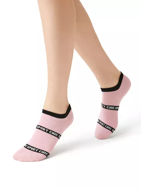 Женские укороченные носки c контрастным принтом minimi sport chic 4300 rosa antico, , 35-38 (23-25), MINIMI, - 2