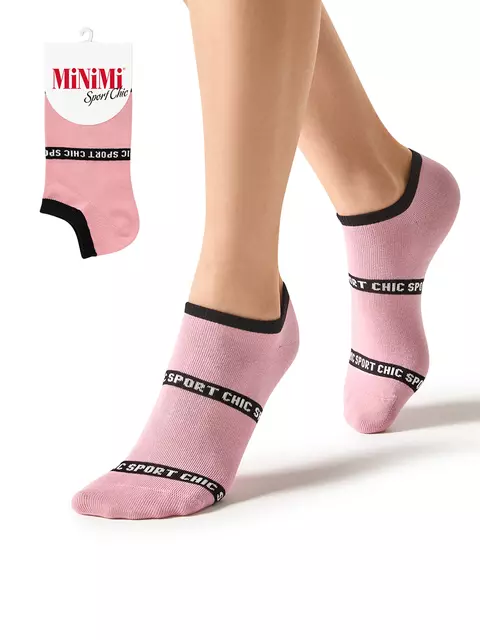 Женские укороченные носки c контрастным принтом minimi sport chic 4300 rosa antico, , 35-38 (23-25), MINIMI, - 1