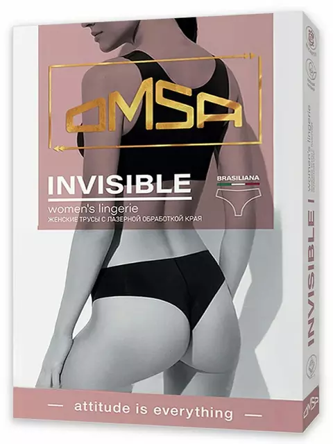 Трусы «бразилиана» со средней линией талии omsa omd 2612b invisible brasiliana avorio, , 48 (L), OMSA, - 4