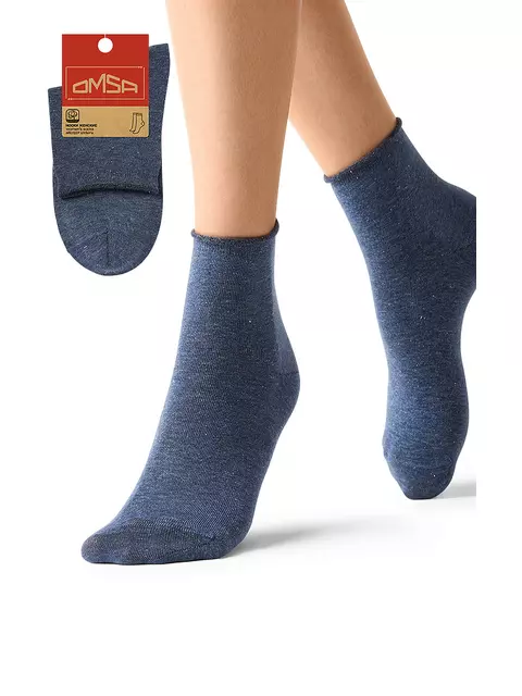 Женские высокие носки с люрексом omsa eco 256 blu melange, , 39-41 (25-27), OMSA, - 1