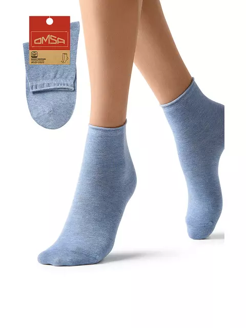 Женские высокие носки с люрексом omsa eco 256 jeans melange, , 39-41 (25-27), OMSA, - 1