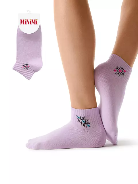 Женские укороченные носки с рисунком «love story» minimi trend 4213 lilla, , 39-41 (25-27), MINIMI, - 1