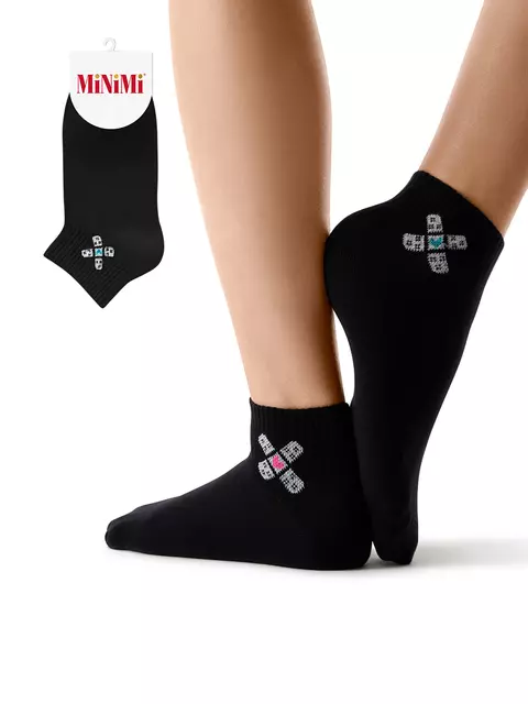 Женские укороченные носки с рисунком «love story» minimi trend 4213 nero, , 39-41 (25-27), MINIMI, - 1