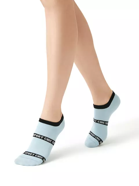 Женские укороченные носки c контрастным принтом minimi sport chic 4300 blu сhiaro, , 39-41 (25-27), MINIMI, - 2