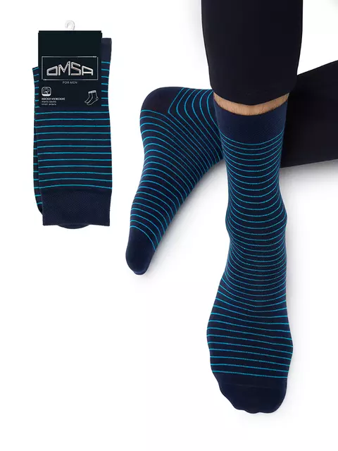 Мужские дизайнерские носки omsa style 501 blu, , 39-41 (25-27), OMSA, - 5