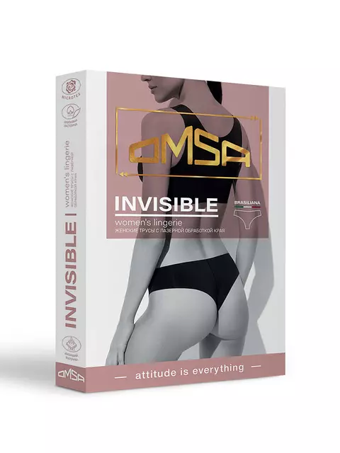 Трусы «бразилиана» со средней линией талии omsa omd 2612b invisible brasiliana rosa antico, , 48 (L), OMSA, - 2