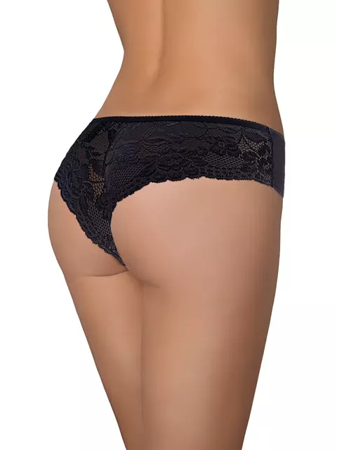 Трусы бразилиана из хлопка с кружевом minimi bo261 brasiliana nero, , 46 (M), MINIMI, - 6
