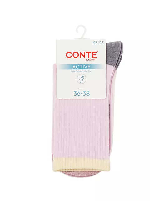 Удлиненные женские хлопковые носки conte active 964 светло-розовый, 20С-20СП, 36-38 (23-25), CONTE ELEGANT,  - 2