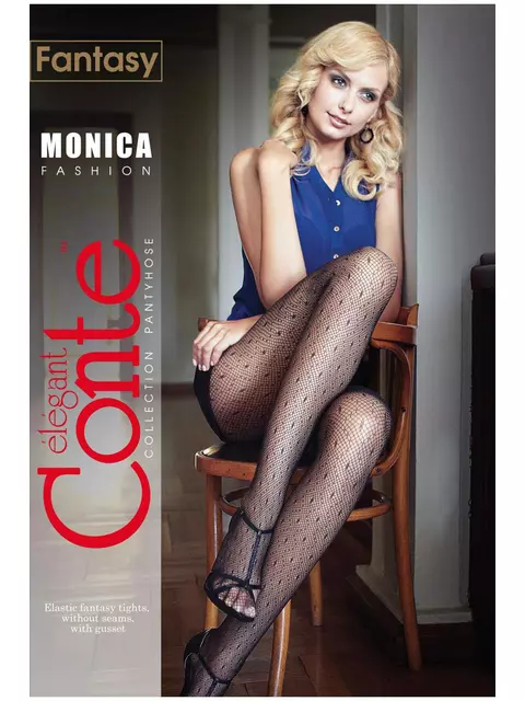 Колготки женские в сеточку с рисунком "точки" conte monica grafit, 12С-22СП, 2, CONTE ELEGANT,  - 2