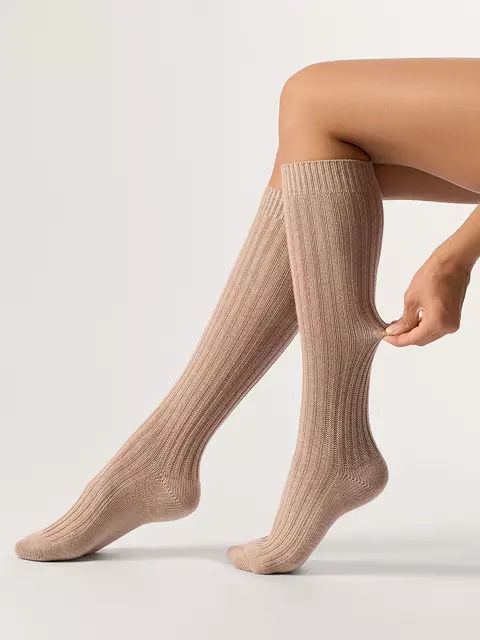 Гольфы женские с шерстью omsa gamb. wool style 200 beige, , 39-41 (25-27), OMSA, - 4