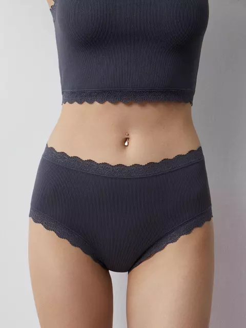 Бесшовные ажурные трусы женские слипы minimi mi 2311s french chic panty grigio scuro, , 42/44 (XS/S), MINIMI, - 1