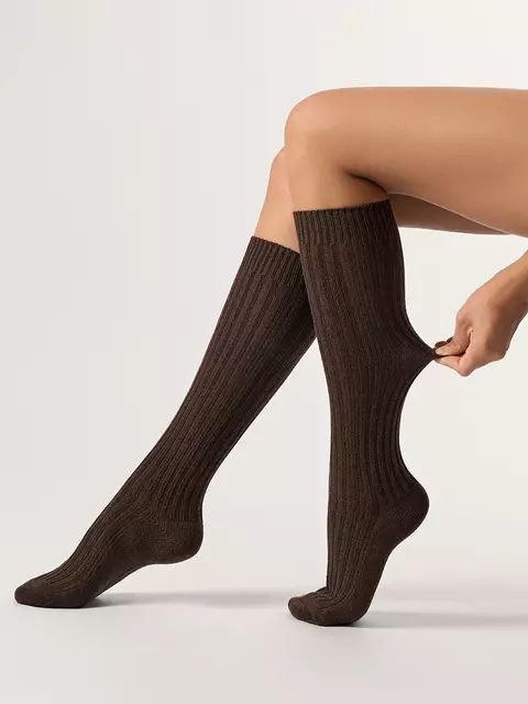 Гольфы женские с шерстью omsa wool style 200 moka, , 39-41 (25-27), OMSA, - 4
