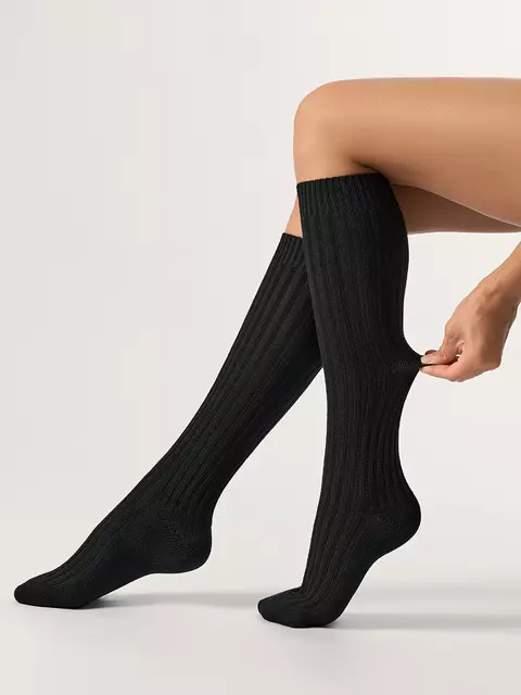 Гольфы женские с шерстью omsa gamb. wool style 200 nero, , 39-41 (25-27), OMSA, - 4