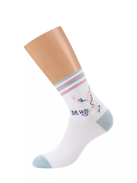 Высокие женские носки с трендовым рисунком minimi trend 4219 bianco, , 39-41 (25-27), MINIMI, - 3