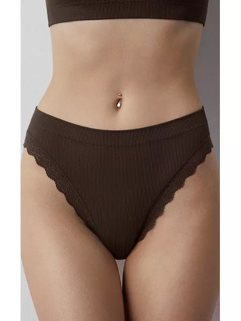 Бесшовные ажурные трусы женские слипы minimi mi 2241s french chic slip alto cioccolato, , 44/46 (S/M), MINIMI, - 1