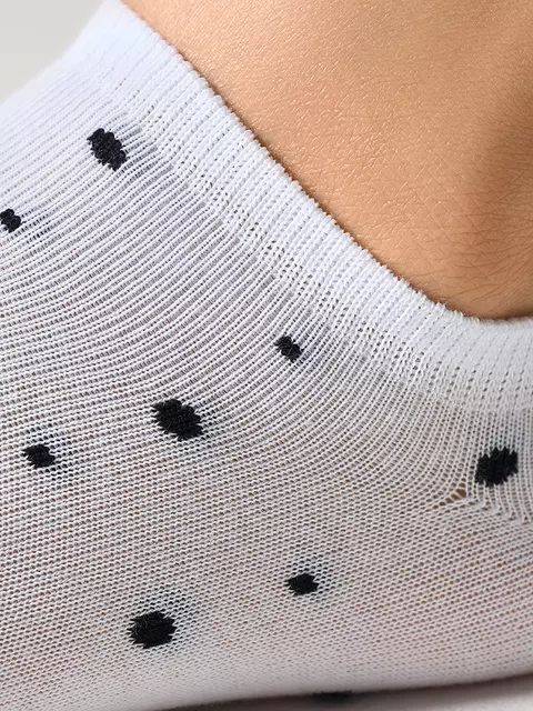 Женские укороченные носки из хлопка в горошек minimi trend 4203 bianco, , 39-41 (25-27), MINIMI, - 2